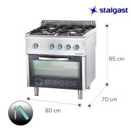Cocina 4 Fuegos Gas Natural Estático Stalgast | Equipamiento Profesional