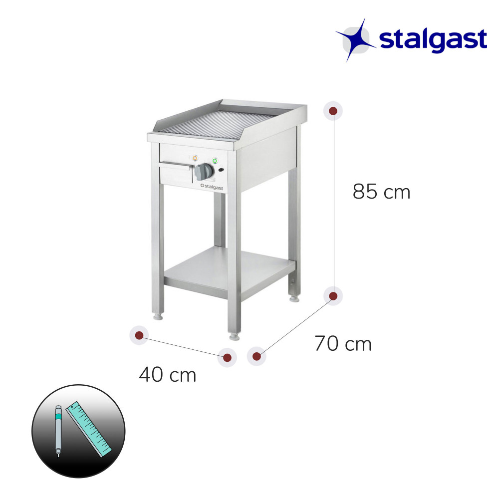 Plancha Acero Ranurada 40 Eléctrica Trifásica | Gastroten