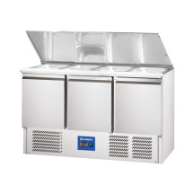 Mesa Ensaladera 136 cm 3 Puertas 16 Cubetas GN 1/4 | Gastroten