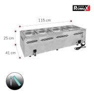 Baño María 4 Cubas 1/2 GN Romux | Equipamiento Industrial