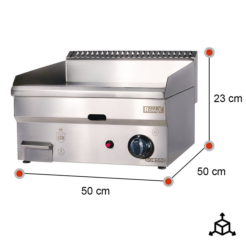 Plancha Industrial Cromo Duro 50 cm Gas Romux | Equipamiento Industrial