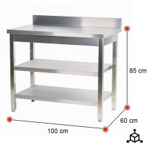 Mesa Mural 2 Estantes 1000x600x850 mm Romux | Equipamiento Industrial