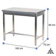 Mesa de Trabajo Acero Inoxidable para Hostelria 1800x700 mm | CLEITON Profesional