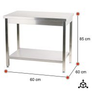 Mesa de Trabajo Acero Inoxidable para Hostelria 600x600 mm | ROMUX Profesional