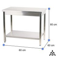 Mesa de Trabajo Acero Inoxidable para Hostelria 600x600 mm | CLEITON Profesional