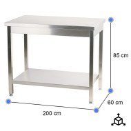 Mesa Central Desmontable 2000x600x850 mm | Gastroten