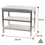 Mesa Central 2000x600 mm Desmontable Romux | Equipamiento Industrial