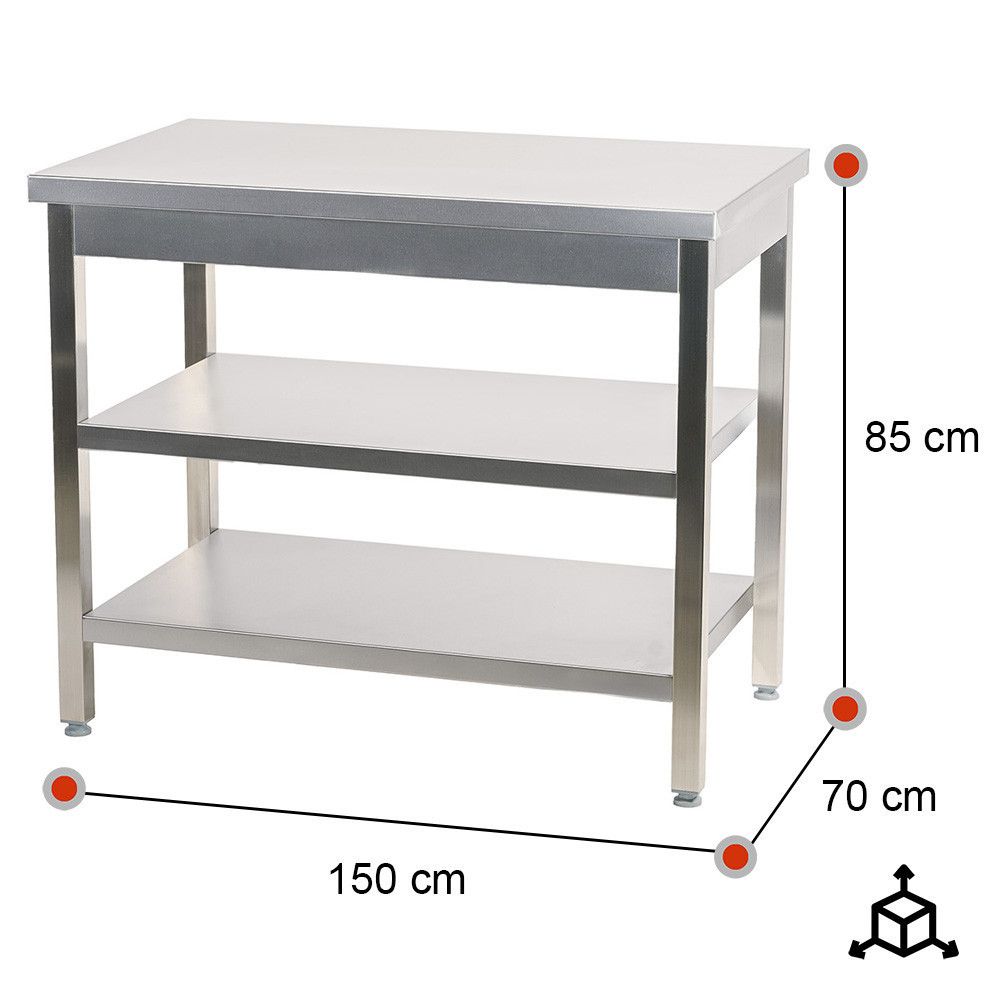 Mesa Central Desmontable 1500x700x850 mm | Equipamiento Industrial