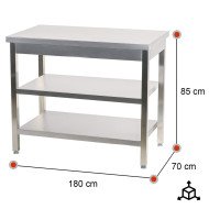Mesa Central 1800x700mm Desmontable Romux | Equipamiento Industrial