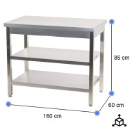 Mesa Central Desmontable 1600x600x850 mm | Equipamiento Industrial