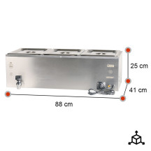 Baño María Industrial 3 Cubas 1/2 GN Romux | Equipamiento Hostelería