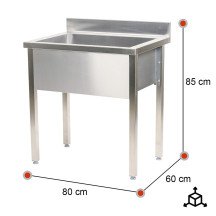 Fregadero Profundo 800x600x850mm Romux | Lavado Industrial