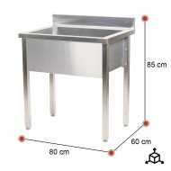 Fregadero Profundo 800x600x850mm Romux | Lavado Industrial