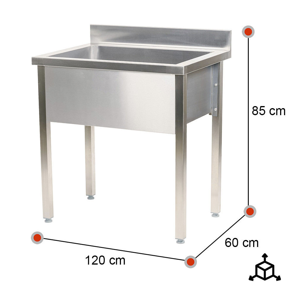Fregadero con Seno Profundo 1200x600x850 mm | Lavado Industrial