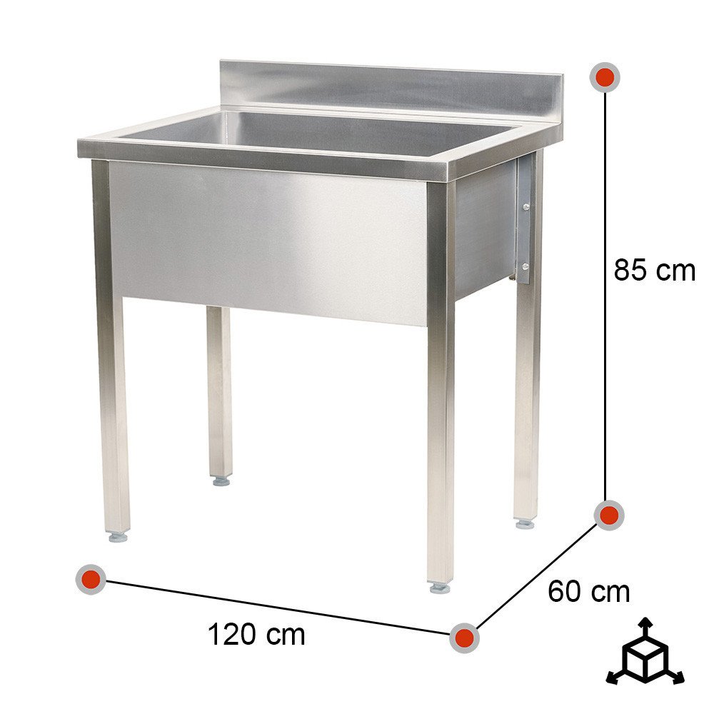 Fregadero con Seno Profundo 1200x600x850 mm | Lavado Industrial