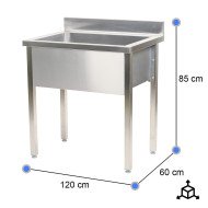 Fregadero Industrial Seno Profundo 1200x600mm | Gastroten