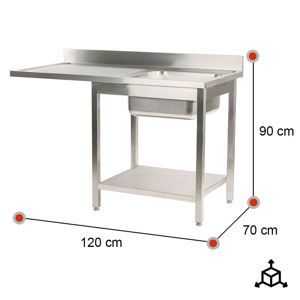 Fregadero 1 Seno 1200x700mm Desmontable Romux | Lavado Industrial