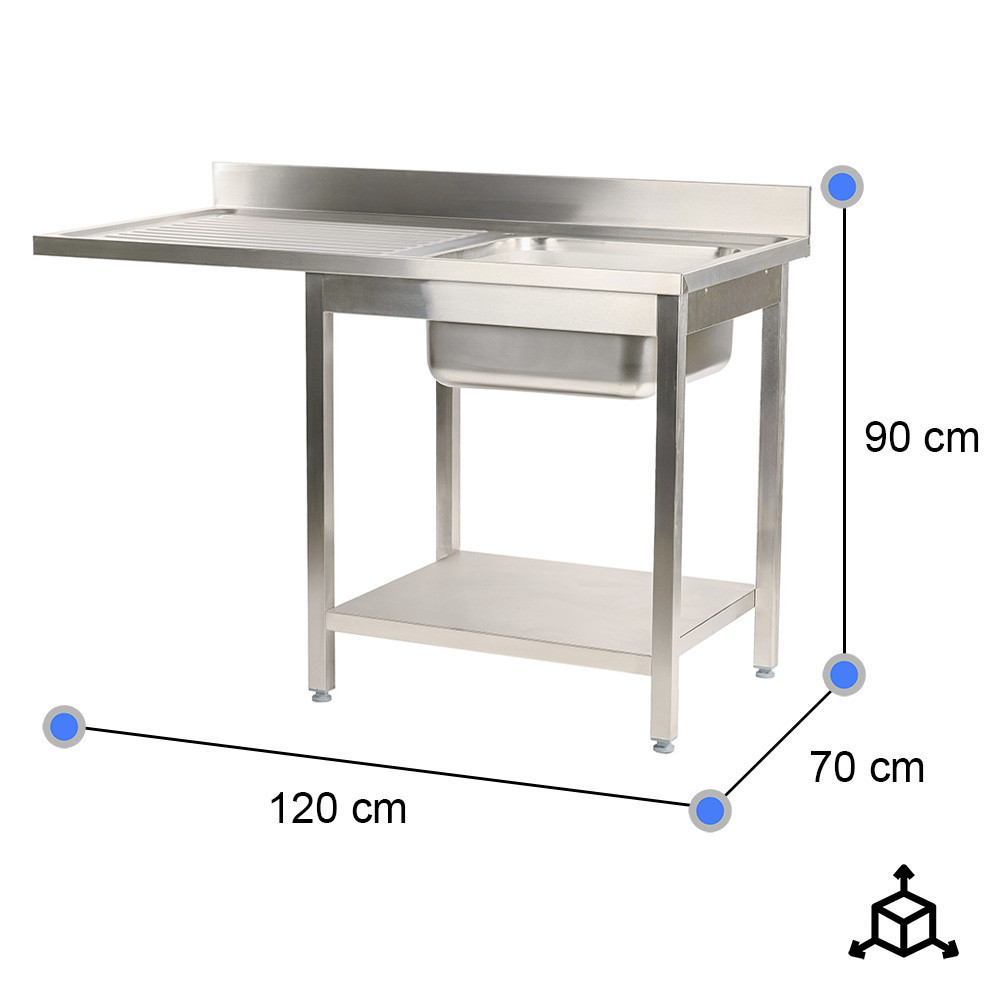 Fregadero 1 Seno 1200x700mm Cleiton | Equipamiento Industrial