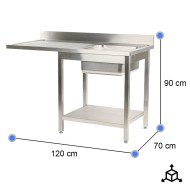 Fregadero 1 Seno 1200x700mm Cleiton | Equipamiento Industrial