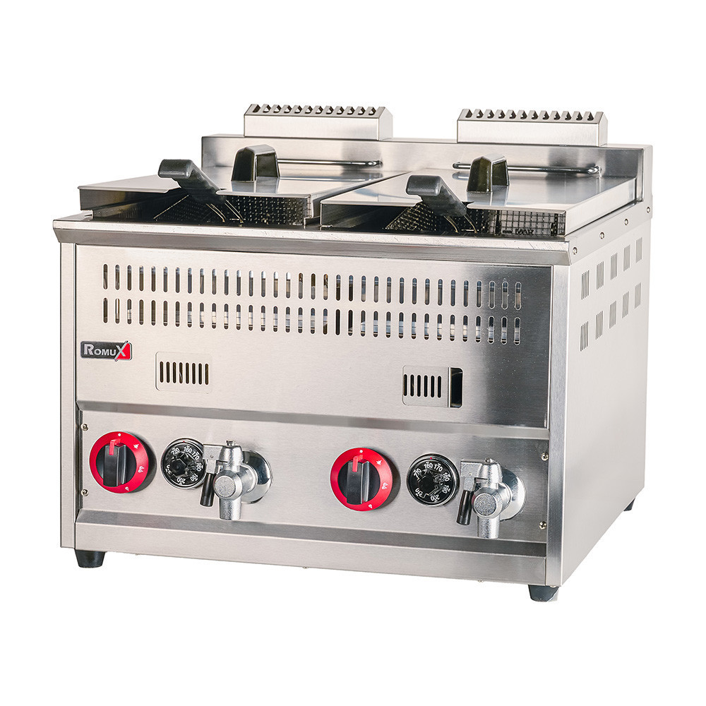 Freidora Industrial Doble 15+15L Gas Butano Romux | Hostelería Profesional