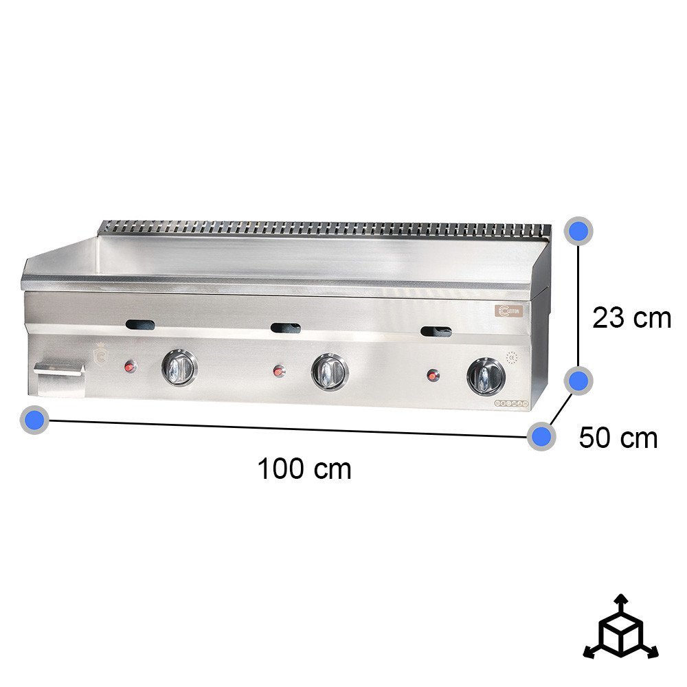 Plancha a gas 100 cm cromo duro cleiton