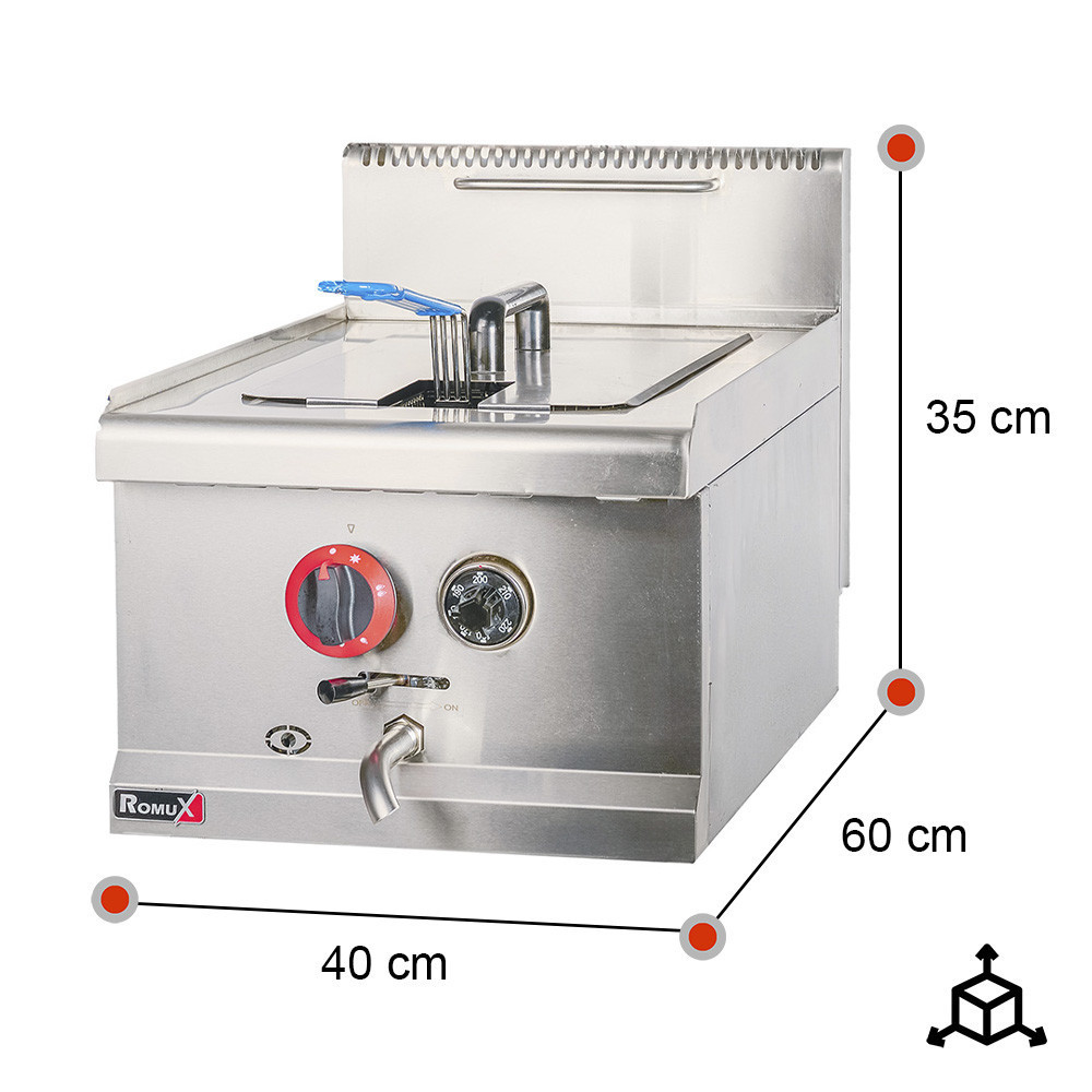 Freidora Industrial Gas Butano 14L Romux | Equipamiento Industrial