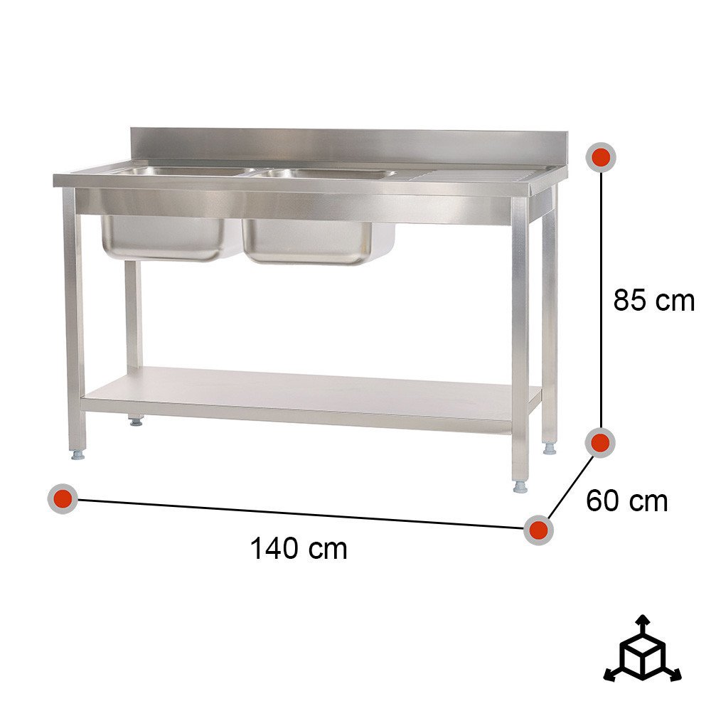 Fregadero Industrial 1400x600 mm Romux | Lavado Hostelería