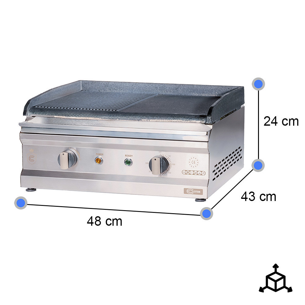 Plancha Hierro Eléctrica 50 cm Ranurada Cleiton | Equipamiento Industrial