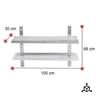 Estante de Pared Doble Liso Ajustable 1000x300 | Gastroten