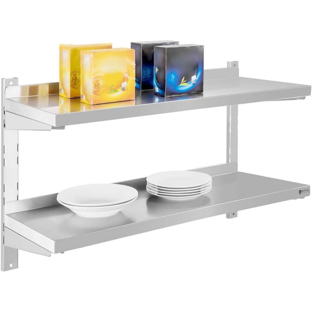 Estante de Pared Doble Liso Ajustable 1000x300 | Gastroten