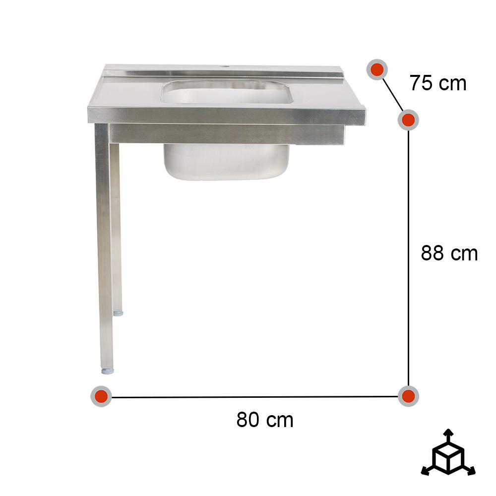 Mesa de Entrada Derecha Desmontable 800x750x880 mm | Gastroten