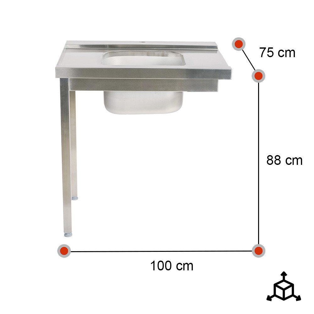 Mesa Entrada Derecha 1000x750mm Romux | Equipamiento Industrial