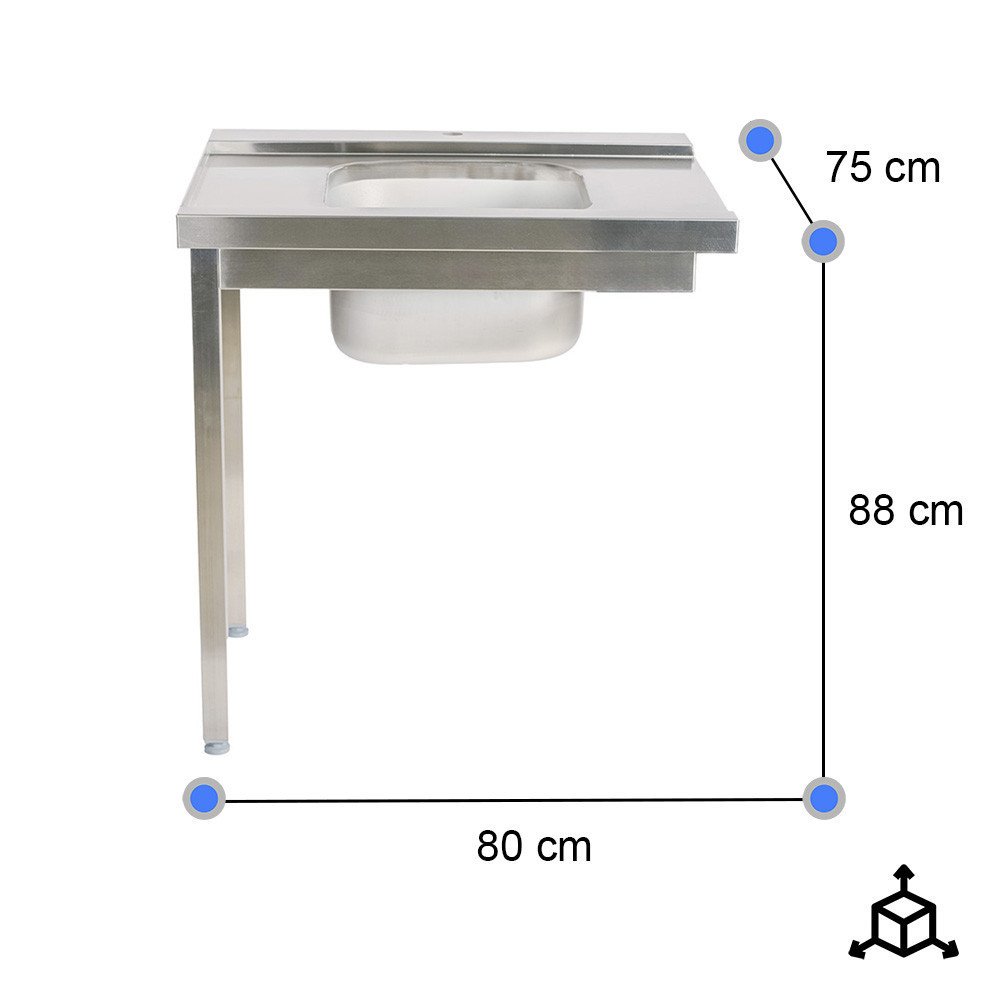 Mesa de Entrada Derecha 800x750x880 mm Cleiton | Equipamiento Industrial