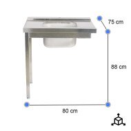 Mesa de Entrada Derecha 800x750x880 mm Cleiton | Equipamiento Industrial