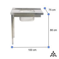 Mesa de Entrada Derecha Desmontable 1000x750 mm | Gastroten