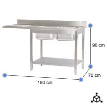 Fregadero 2 Senos 1800x700x900mm Cleiton | Equipamiento Industrial
