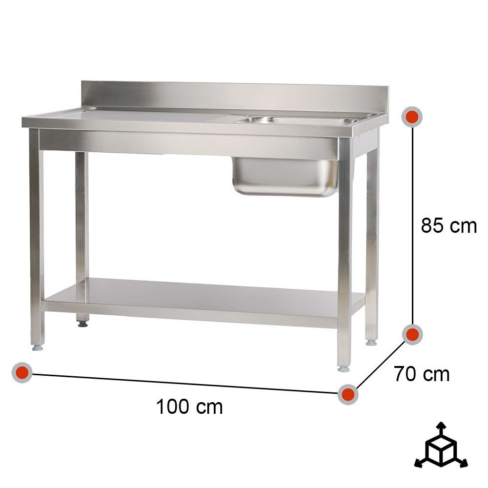 Fregadero Industrial 1000x700x850 mm Romux | Equipamiento Hostelería