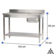 Fregadero Industrial 1400x700mm Cleiton | Equipamiento Hostelería