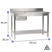 Fregadero 1 Seno Izquierda 1200x600 mm Cleiton | Lavado Industrial