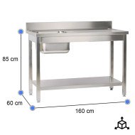 Fregadero Industrial 1600x600mm Cleiton | Equipamiento Hostelería