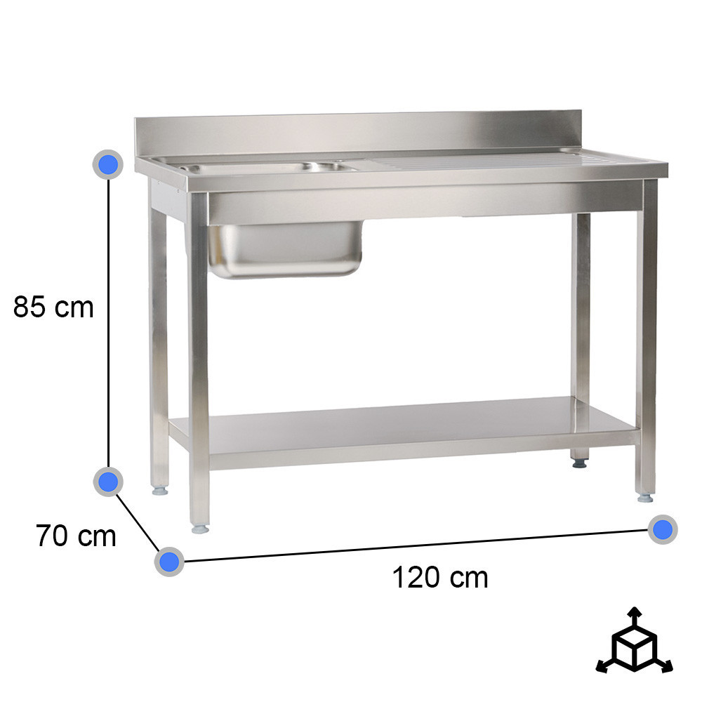 Fregadero 1 Seno Izquierda 1200x700mm Cleiton | Equipamiento Industrial