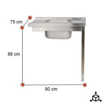 Mesa de Entrada Izquierda 800x750x880mm Romux | Equipamiento Industrial