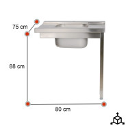 Mesa de Entrada Izquierda 800x750x880mm Romux | Equipamiento Industrial