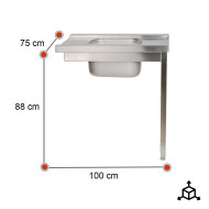 Mesa de Entrada Izquierda 1000x750mm Romux | Equipamiento Industrial