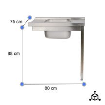 Mesa de Entrada Izquierda 800x750 mm Cleiton | Equipamiento Industrial