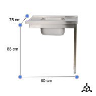 Mesa de Entrada Izquierda 800x750 mm Cleiton | Equipamiento Industrial