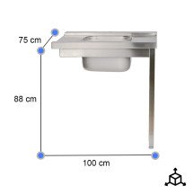 Mesa de Entrada Izquierda 1000x750mm Cleiton | Equipamiento Industrial