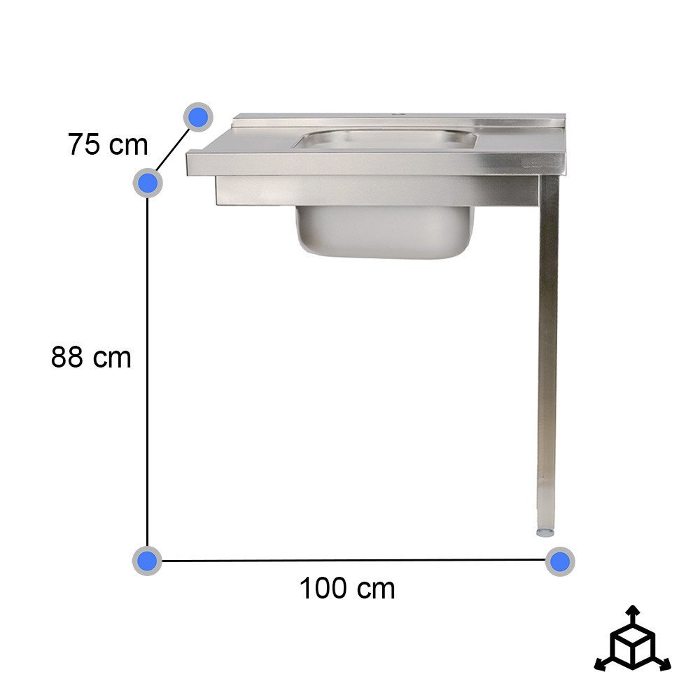 Mesa de Entrada Izquierda 1000x750mm Cleiton | Equipamiento Industrial