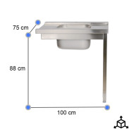 Mesa de Entrada Izquierda 1000x750mm Cleiton | Equipamiento Industrial