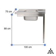 Mesa de Entrada Izquierda 1000x750mm Cleiton | Equipamiento Industrial